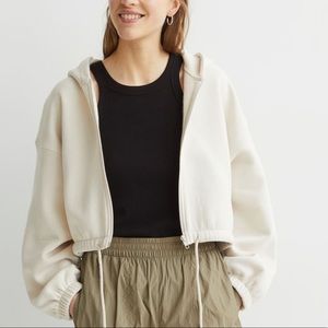 H&M Hooded Crop Sweatshirt Jacket with Drawstring